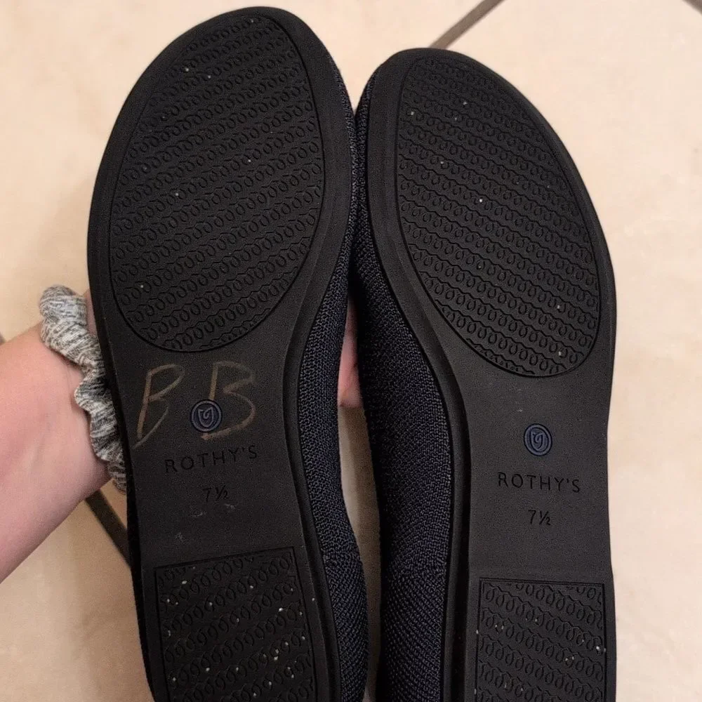 Rothys The Round Toe Flat Dark Navy Blue Size 7.5